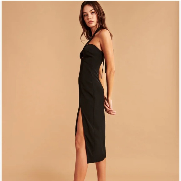 Abercrombie & Fitch Knot Front Cutout Halter Midi Dress - Picture 4 of 6